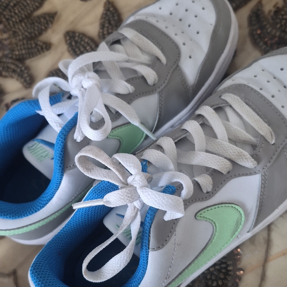 Nike Kids' White, Gray, and Blue Sneakers